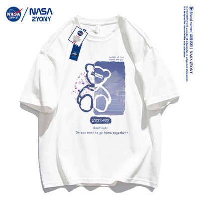 NASA联名官网宇航太空人纯棉短袖T恤夏季2023新款ins潮牌男女款55
